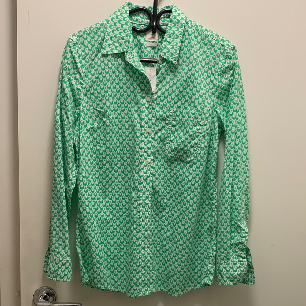 GAP Green Cherry Print Shirt Sz M